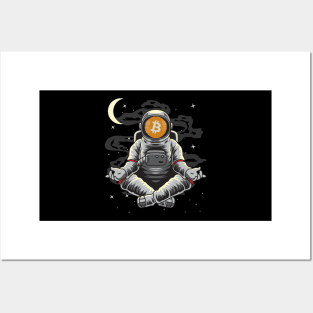 Astronaut Yoga BitCoin BTC To The Moon Crypto Token Cryptocurrency Wallet Birthday Gift For Men Women Kids Posters and Art